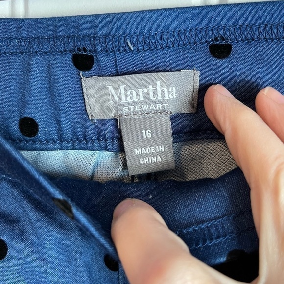 NWT Martha Stewart Polka Dot Knot Denim Jeans 16 blue black - Picture 5 of 9